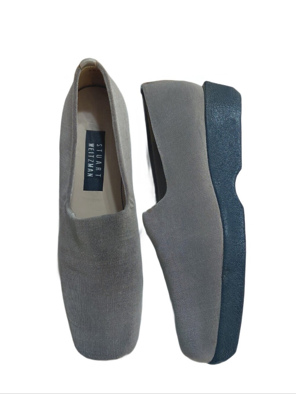 Stuart Weitzman Gray Fabric Slip-On Loafers Women's Size 9 M